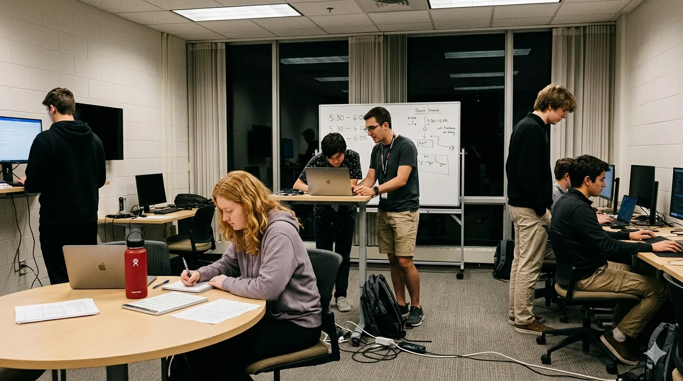 Participants at desks