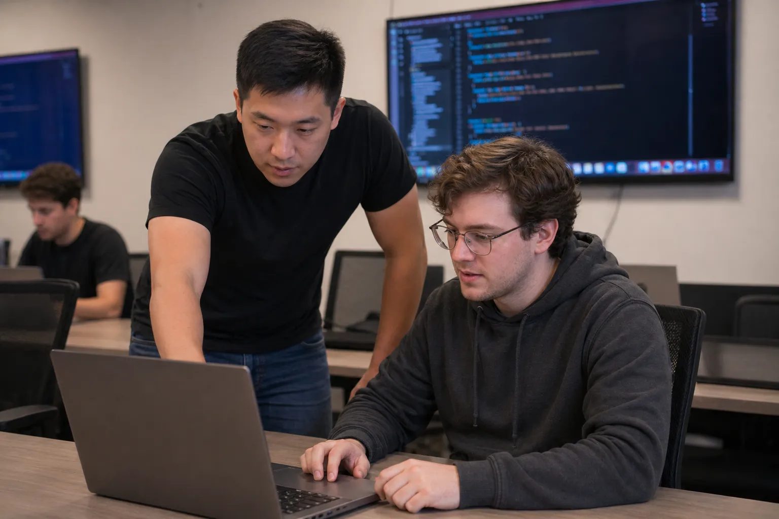 Participants working at their stations